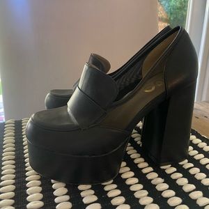 Platform chunky penny loafer shoes